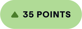 A green oval shape with a darker green arrow pointing upwards. It says, '35 points' on the oval shape.