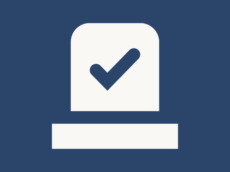 White polling card on navy background.