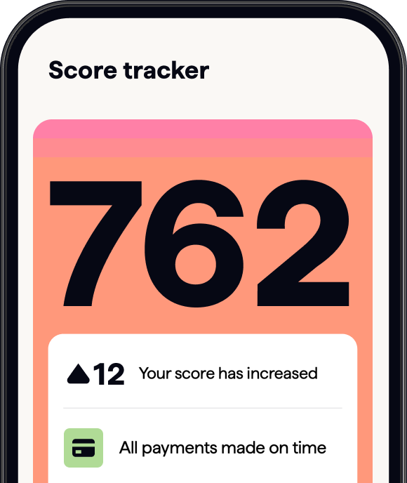 Mobile phone displaying a credit score of 762