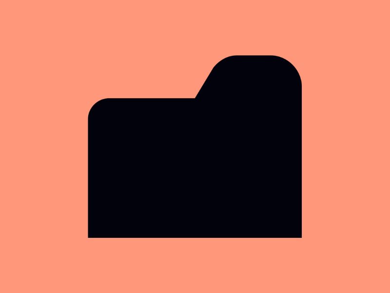 Black folder icon on peach background.