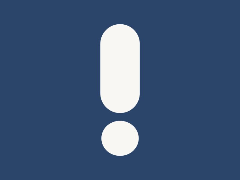 A white exclamation mark on a navy blue background.