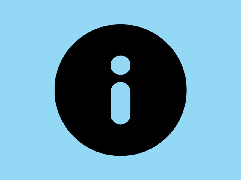 Small letter I in a black circle with a light blue background.