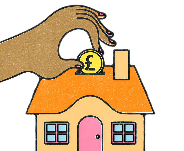 House with a coin in the roof