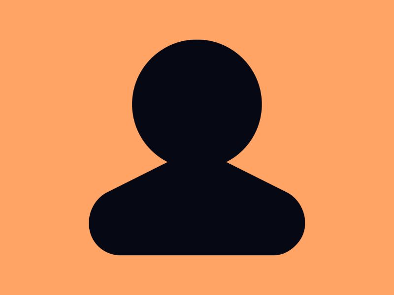 A black figure of a person on an yellow/orange background.