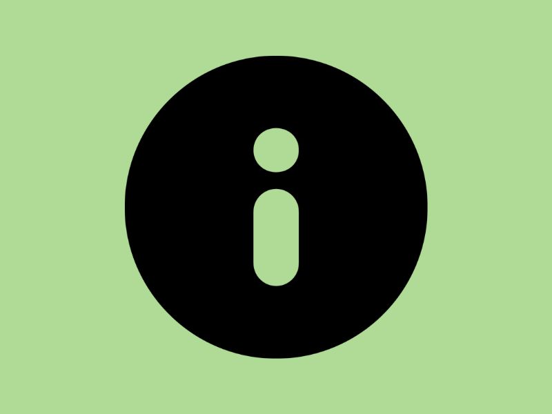 A mint green information icon with a black circle around it, surrounded by a mint green background.