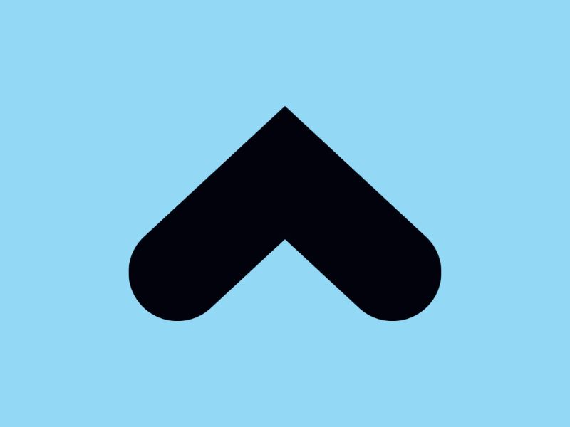 A black upwards arrow on a sky blue background.