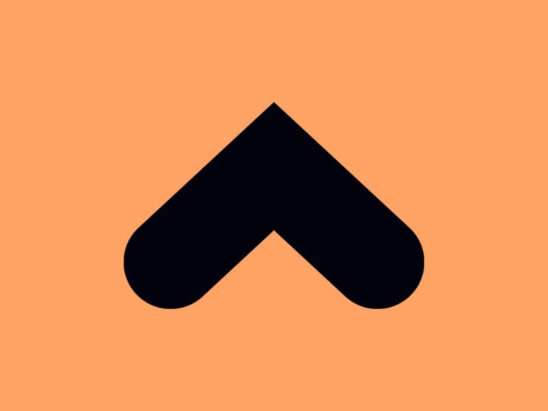 Black arrow icon on an orange background. 