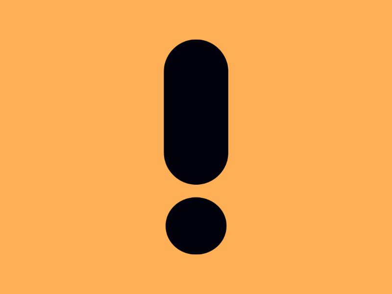 A black exclamation mark on an orange background.