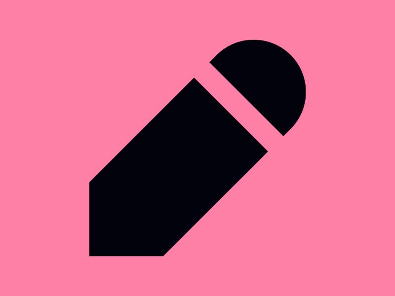Black pencil icon on bright pink background