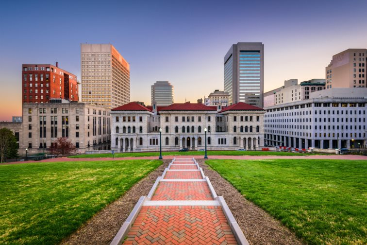 States with the best public schools - capitol building and downtown skyline in Richmond, Virginia. 