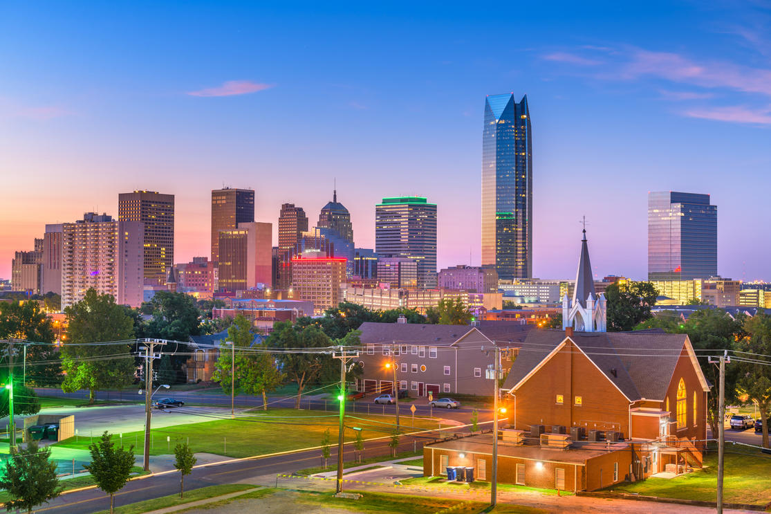 States with the biggest debt problem - Skyline of Oklahoma City. 