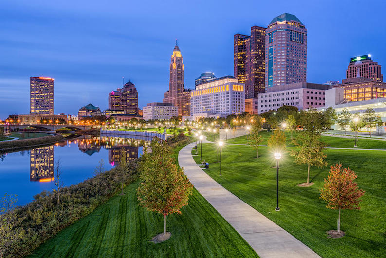 The Best-Paying Cities for Millennials - Columbus, Ohio downtown skyline from the Battelle Riverfront Park.
.