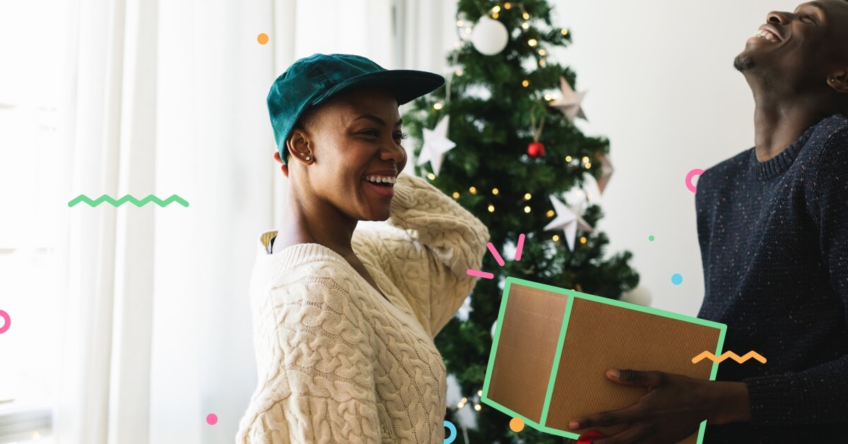 woman and man near Christmas tree - how to reduce your debt after holiday spending