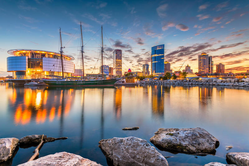 The Best-Paying Cities for Millennials - Milwaukee, Wisconsin lakefront skyline. 