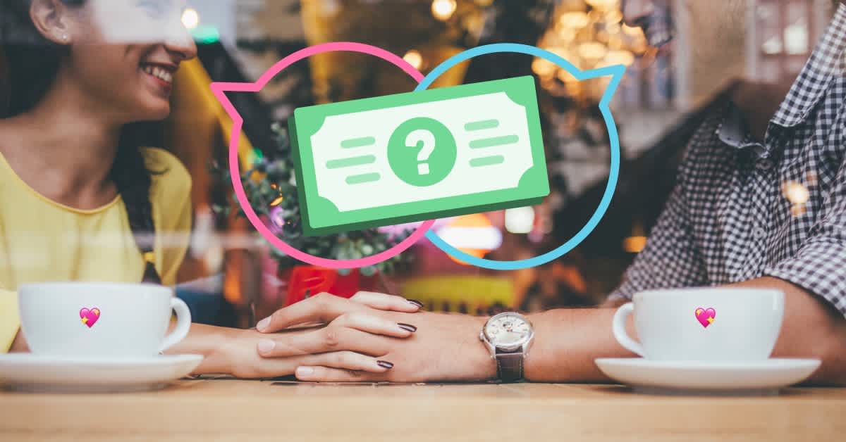 man and woman talking over coffee - how to talk about debt with your partner