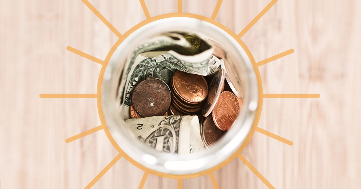 jar with coins - emergency fund and rainy day fund for families