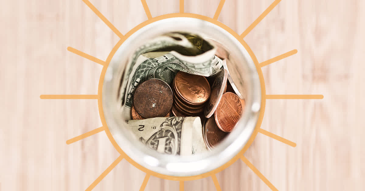 jar with coins - emergency fund and rainy day fund for families