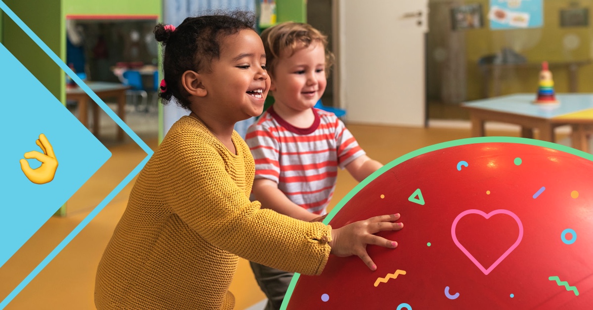 toddlers pushing ball - how to save money on child care