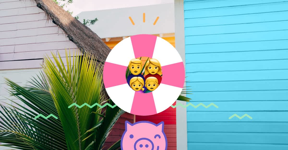 emoji family with palm tree - how to save money on vacation