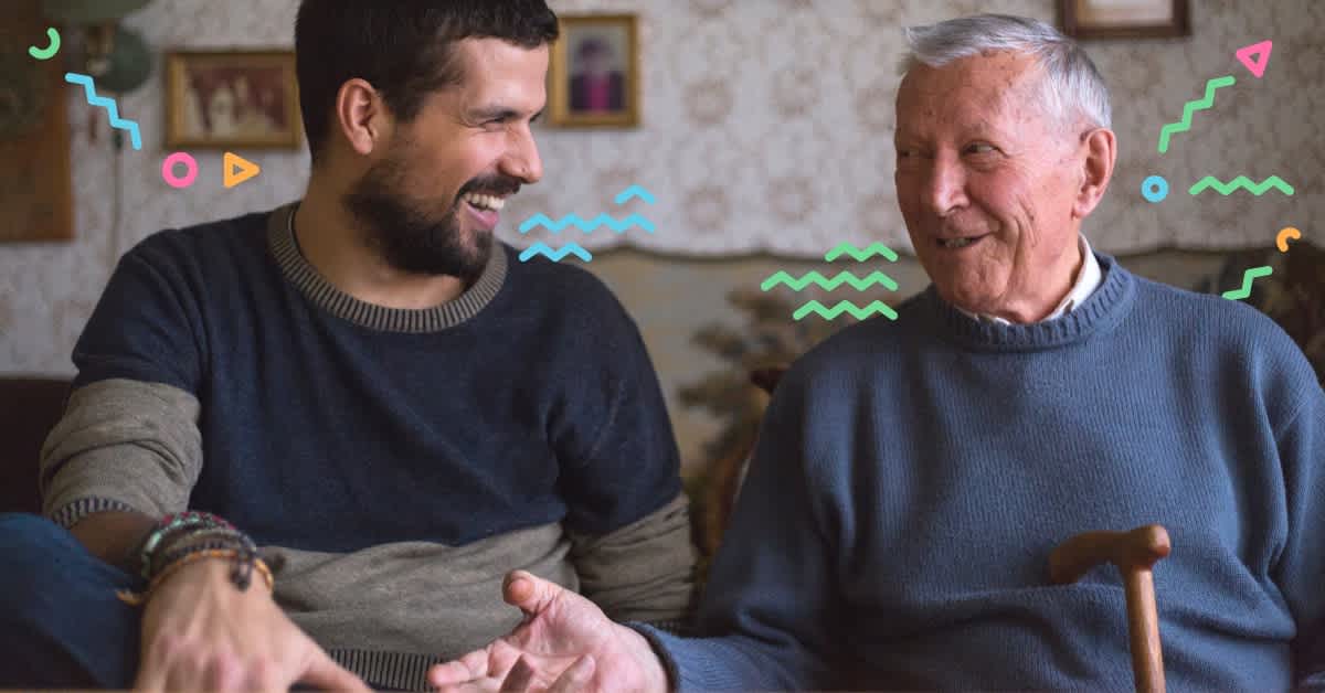 man talking with older man - how to talk to parents about end of life plans