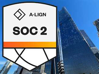 A-LIGN Soc 2 Type 2 Certification 2023 - badge on photo of Hudson Yards, NYC