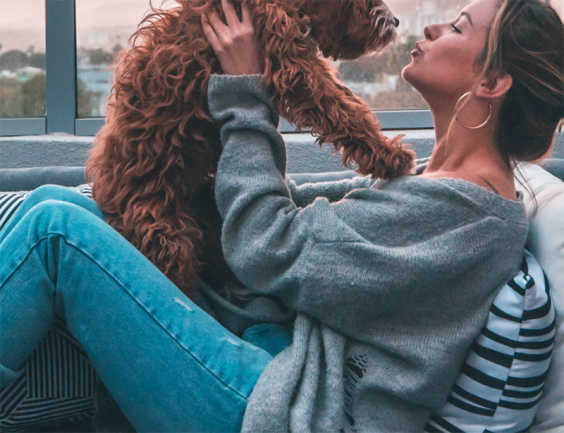 Woman with her pet dog