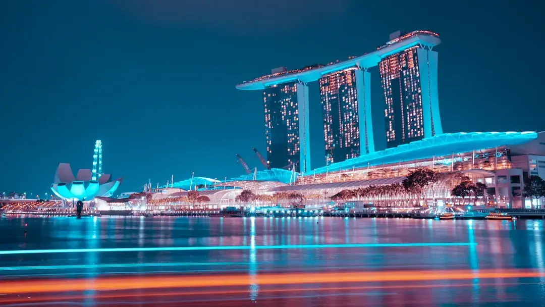 night view of marina bay sands