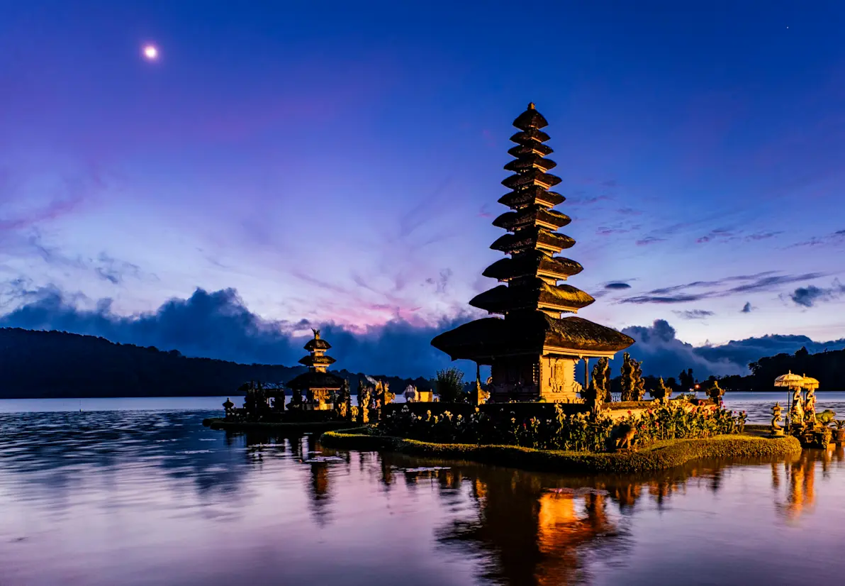 Bali pagoda in sunrise, Indonesia