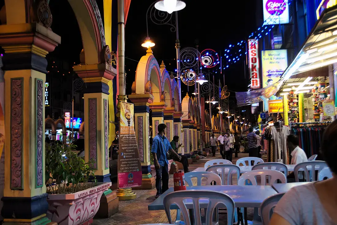 view of the little india brickfield at night