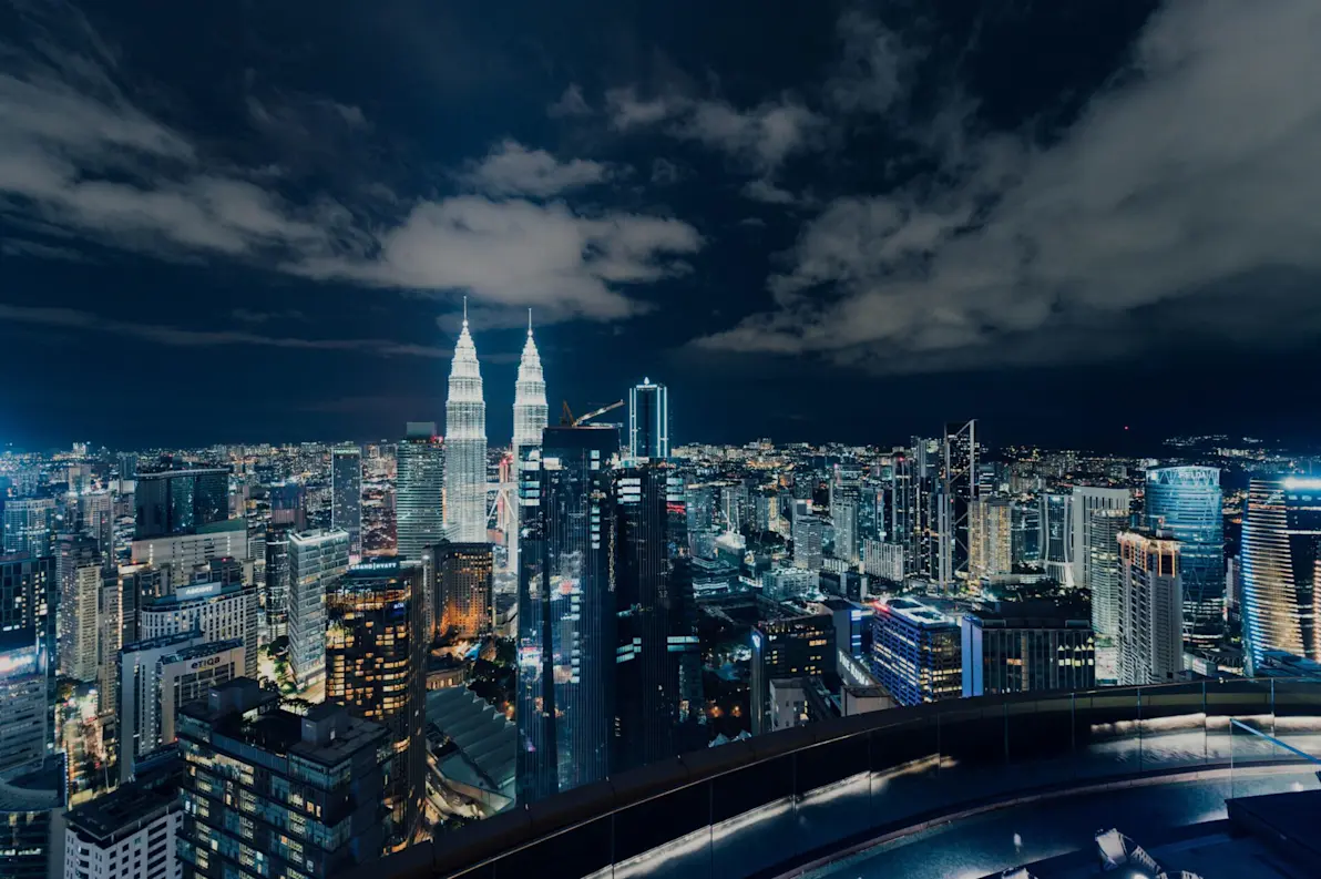 kuala lumpur city skyline at night