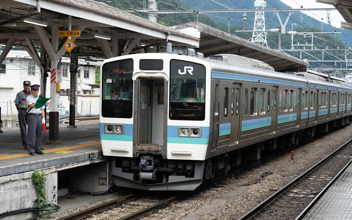 Train ready to depart from the station.