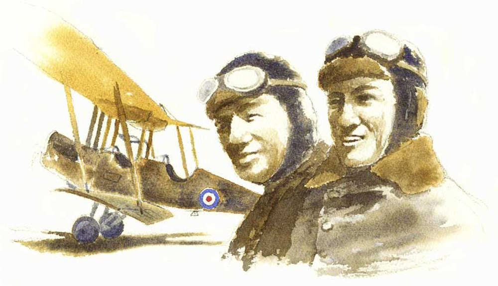 Above: Capt. H.N. Wrigley DFC and Sgt A.W. Murphy DFC of the Australian Flying Corps