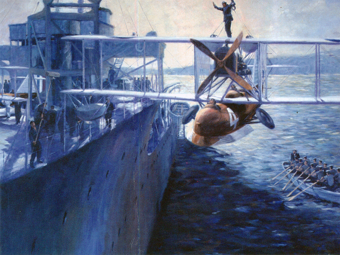 A Seagull III is launched from HMAS Albatross.
Painting by David Marshall from Australia's Museum of Flight.
