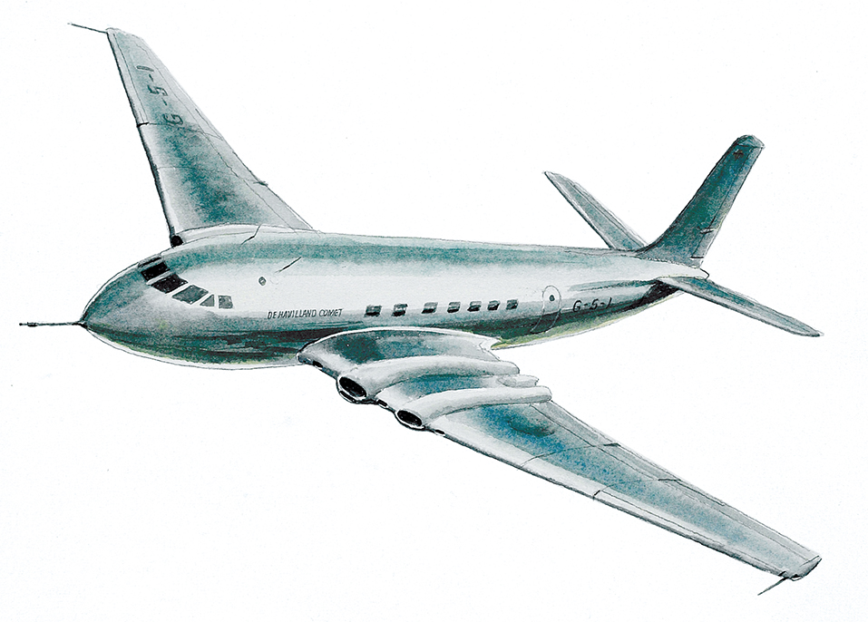 The prototypr DeH Comet, 1949.
Note the engines fared into the wings.