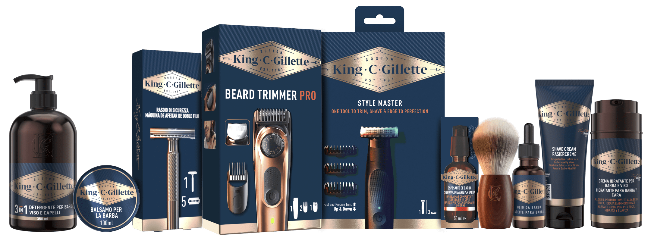 King C. Gillette Style Master Kit REGOLABARBA UOMO E DETERGENTE VISO UOMO 3  In 1, Idrata