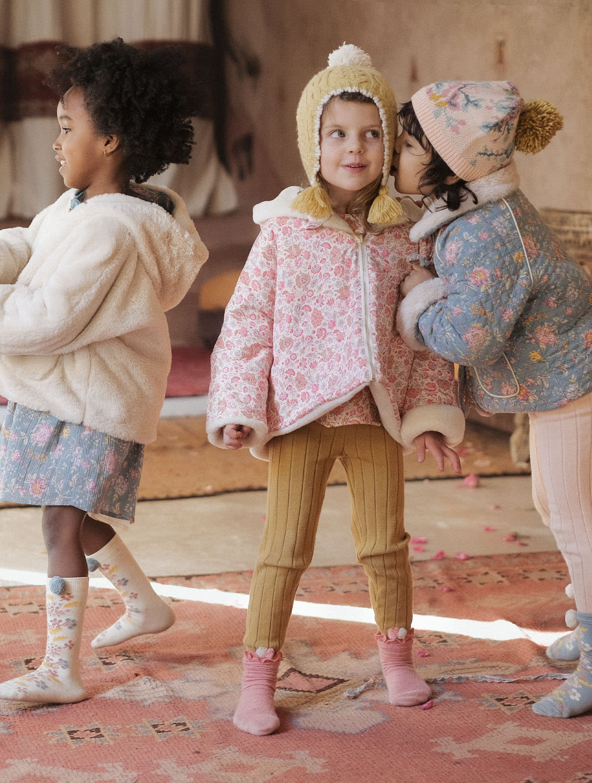 Sonia Rykiel Enfant Girls Silver Puffer Jacket & Pink Jogger Pants