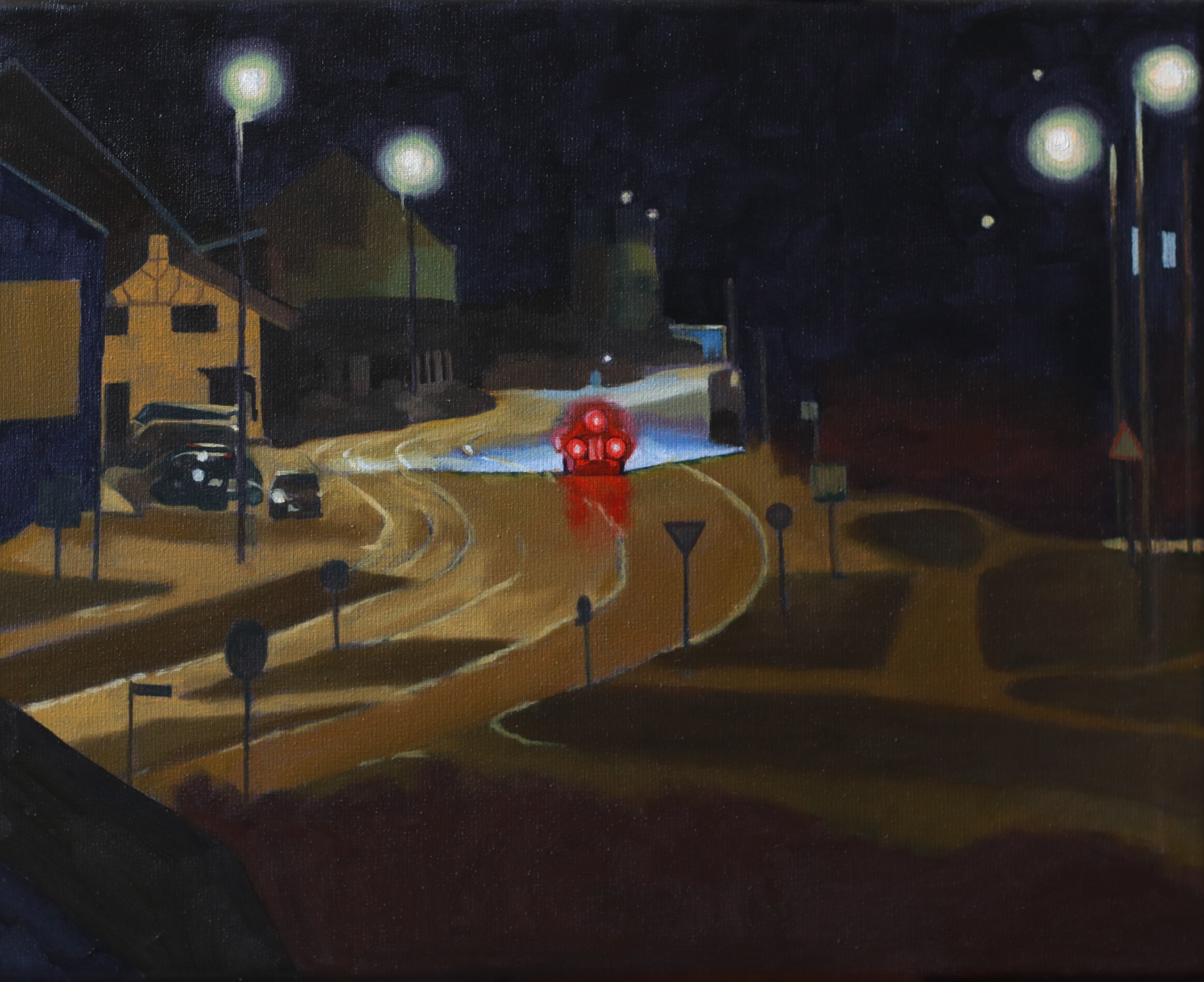 Belgisch dorp bij nacht (Smeermaas)