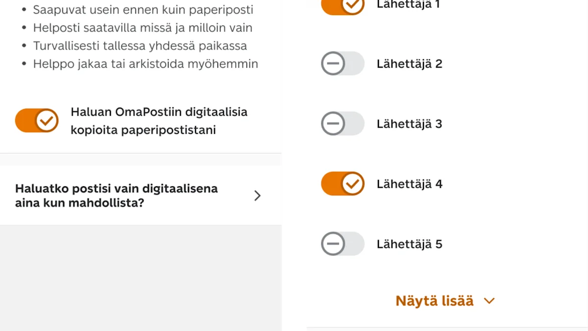 Kuva OmaPosti-sovelluksesta.