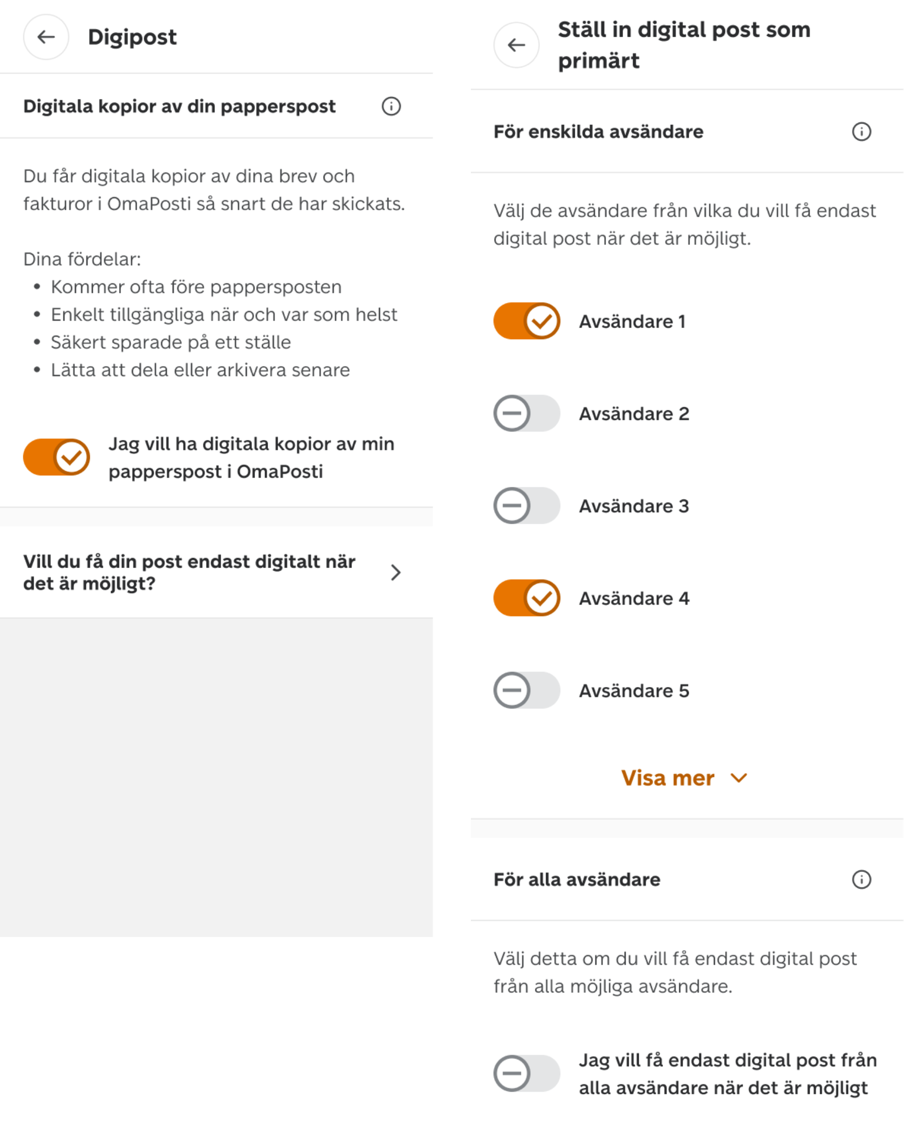 Bild från OmaPosti-appen.