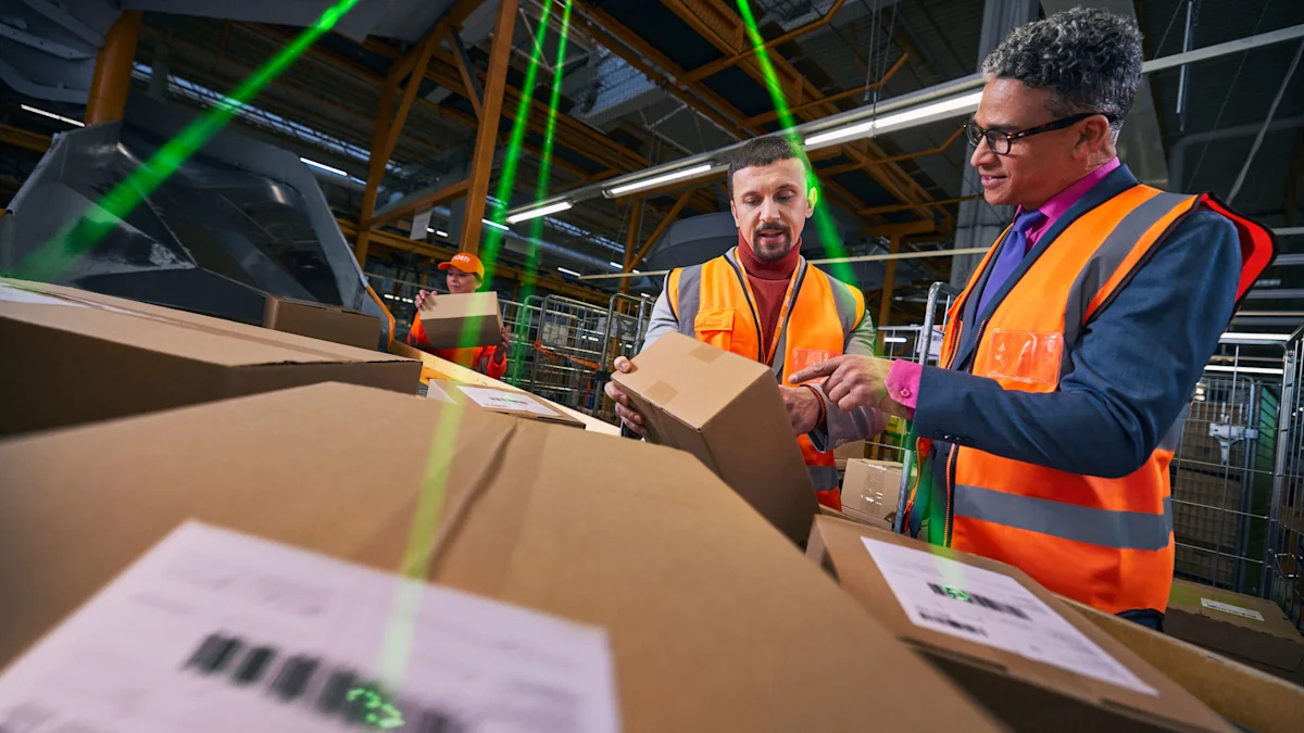 Man working with parcels in a warehouse