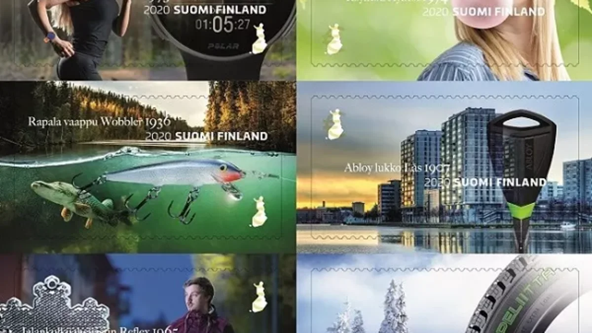 The Made in Finland stamp booklet contains six domestic no-value indicator stamps.