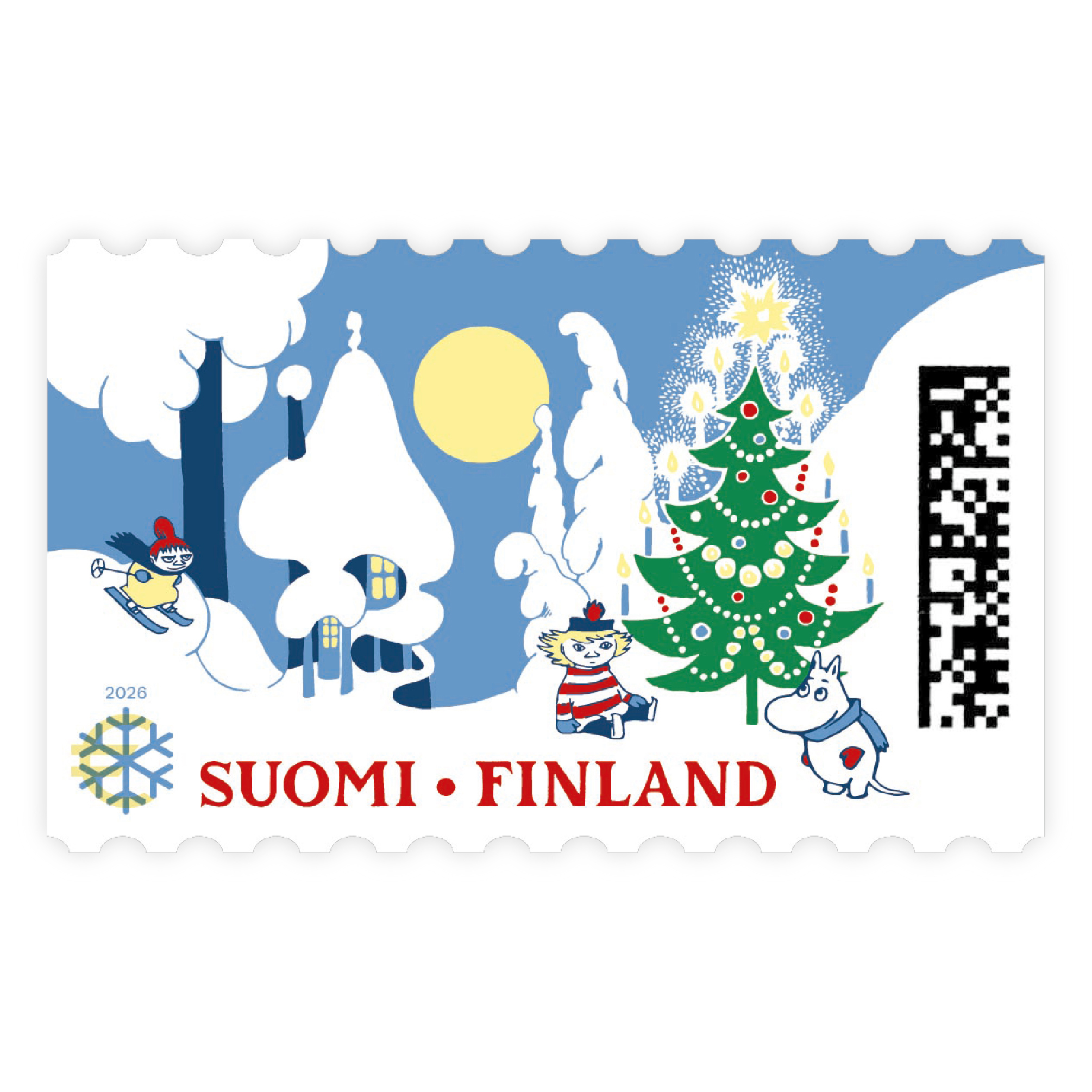 Joulupostimerkeissä seikkailevat tänä vuonna muumit