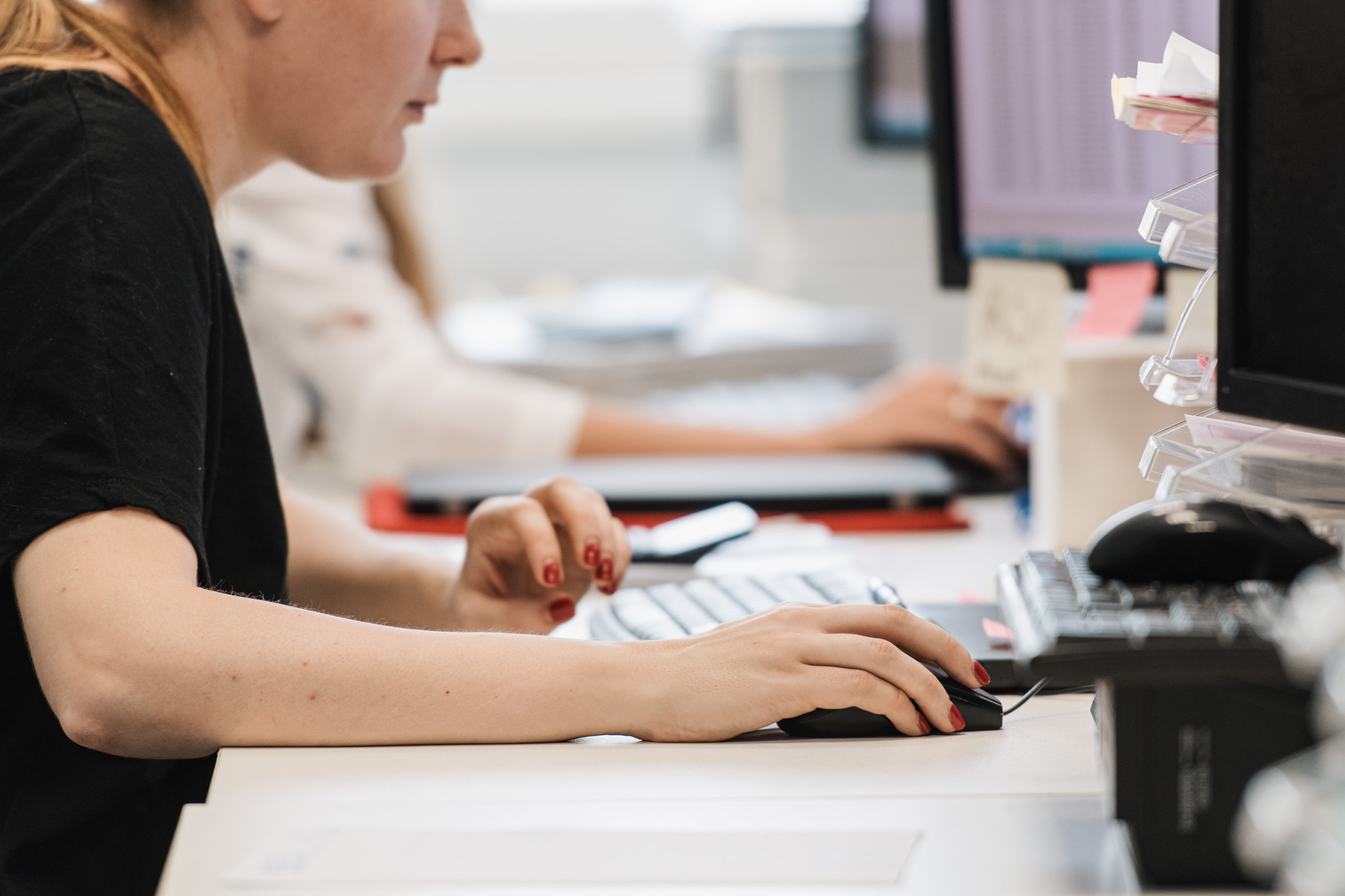 Woman working on a computer