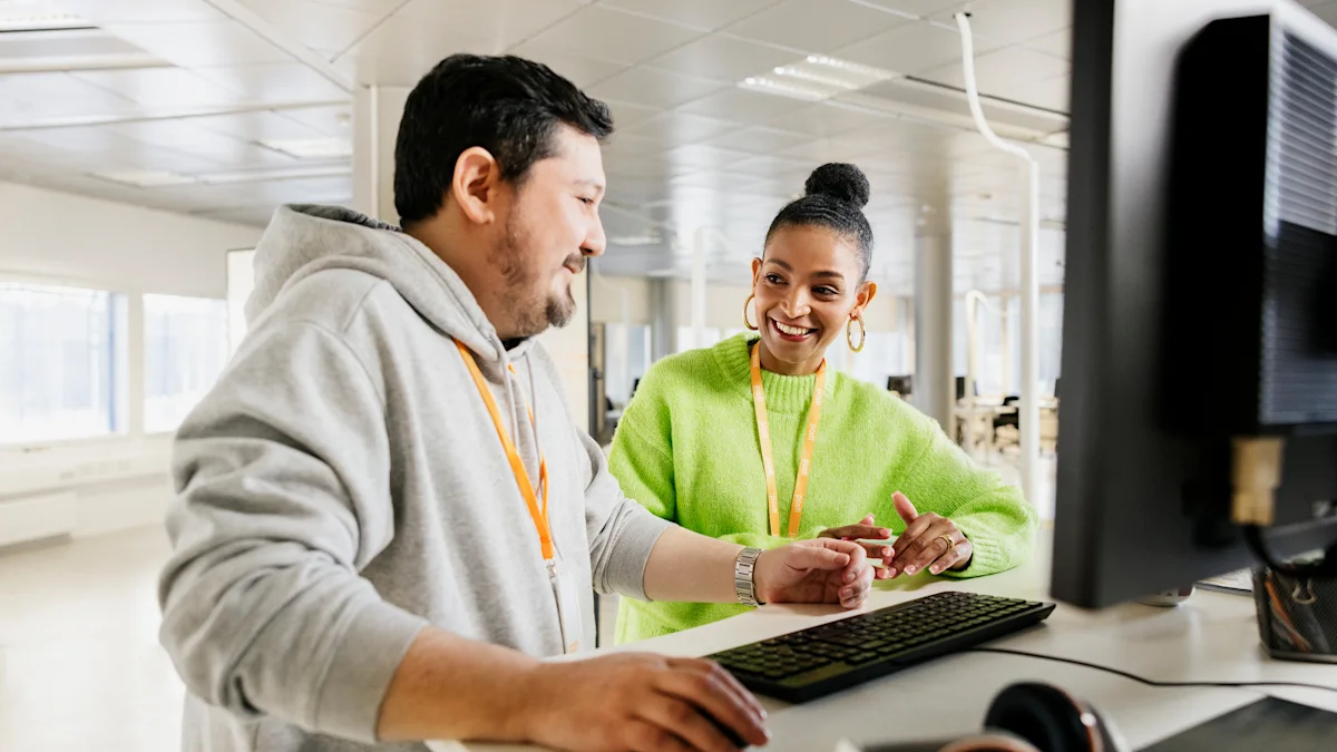 A picture of two customer service representatives.