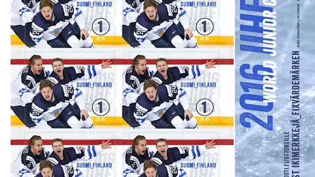 Finland's ice hockey team on ice.