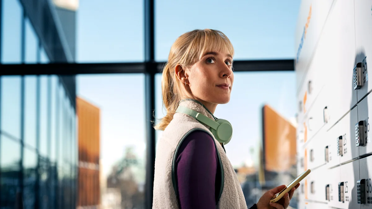 A customer at a SmartPosti locker.