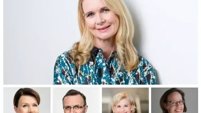 Kuvassa Sanna Suvanto-Harsaae (ylin), Raija-Leena Hankonen (alarivi vas), Harri Hietala, Sirpa Huuskonen ja Hanna Vuorela.