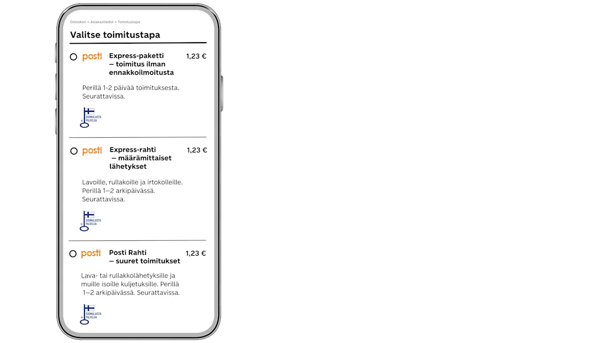 Checkout toimitukset yrityksille, mallikuva tekstistä