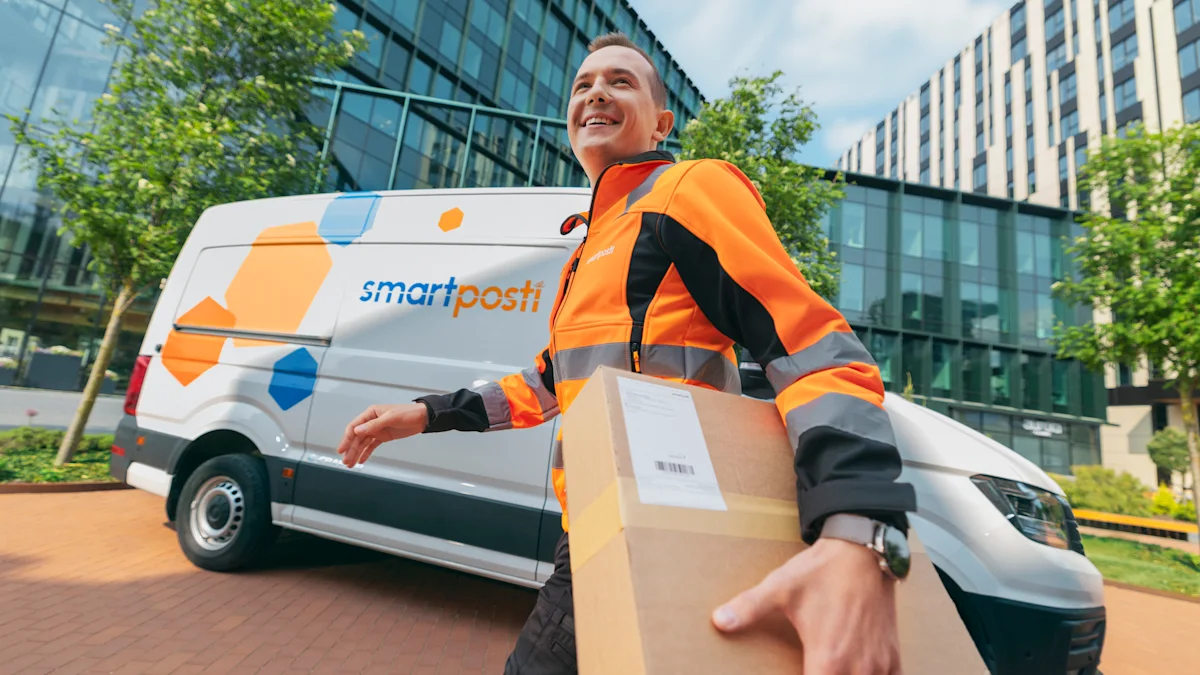 A smiling SmartPosti employee in a meeting.