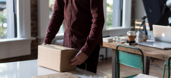 Package on a table